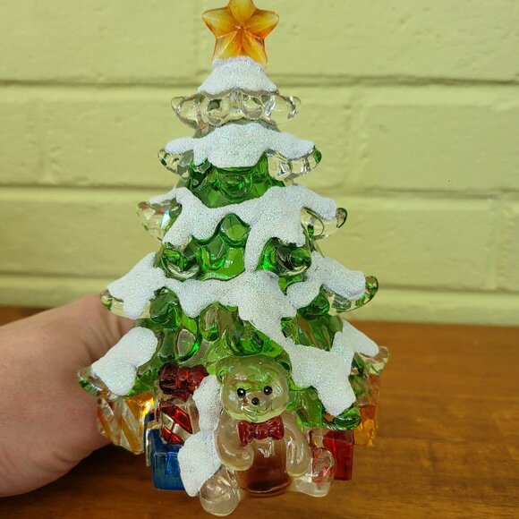 Christmas Tree Holiday NIGHT LIGHT Green 5.5'' x 4.5'' Resin Electric Decor T4 - Picture 1 of 7